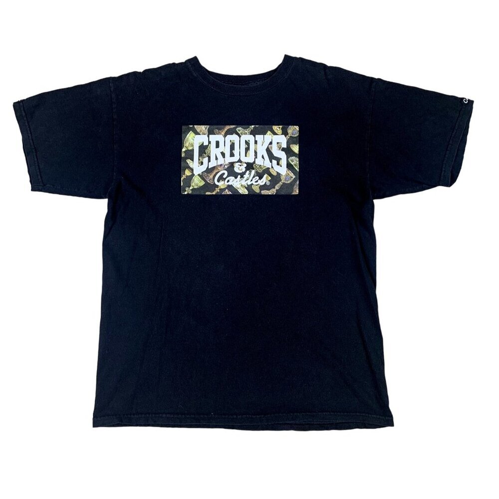 Crooks & Castles Black Pimp Cup 100% Cotton T-Shirt Size Medium
